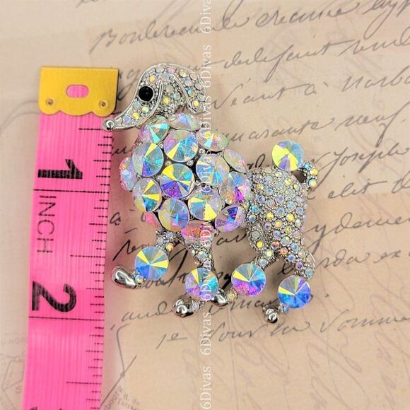 LARGE Bling Glitter Poodle Dog Brooch Pin - Picture 6 of 7